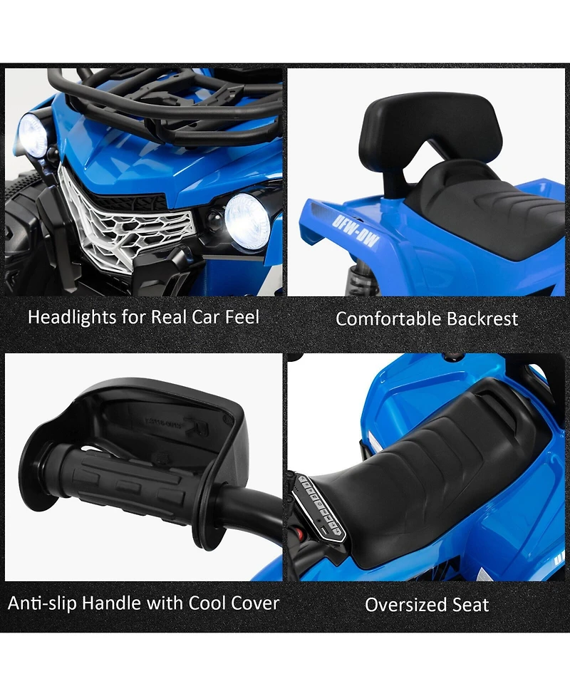 12V Kids Ride-On Atv 4 Wheeler with MP3 & Headlights – Blue