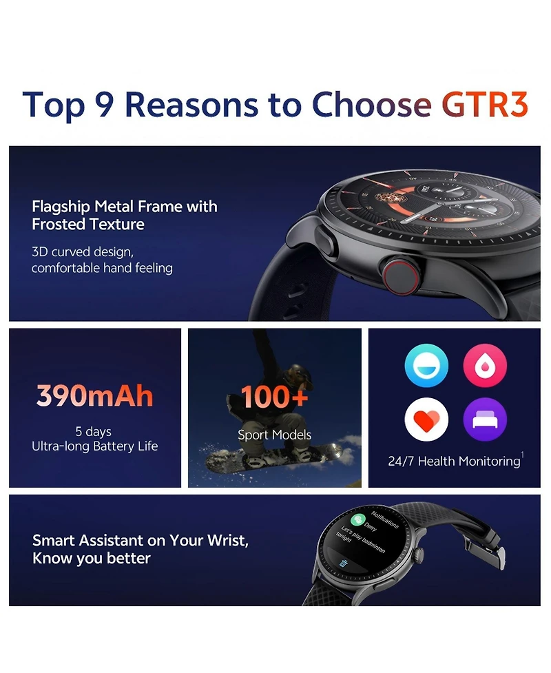 Sugift Smart Watch with 1.67" Amoled Display, Bluetooth Calling, Wellness Tracking, 100+ Sports Modes, Bonus Leather Strap Included