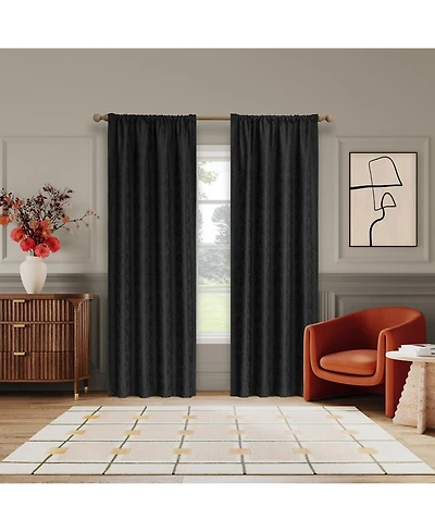 Sun Zero Belmont Floral Jacquard 100% Blackout Rod Pocket Curtain Panel