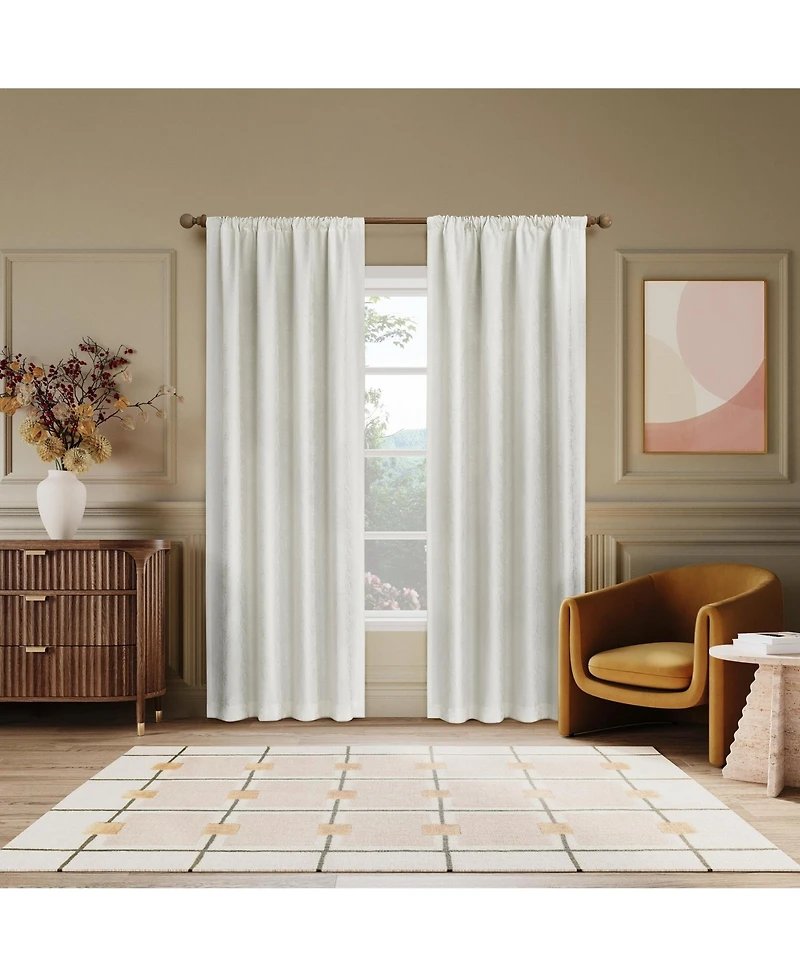 Sun Zero Belmont Floral Jacquard 100% Blackout Rod Pocket Curtain Panel