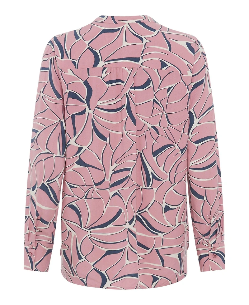 Olsen Women's Graphic Leaf Print Tunic Shirt