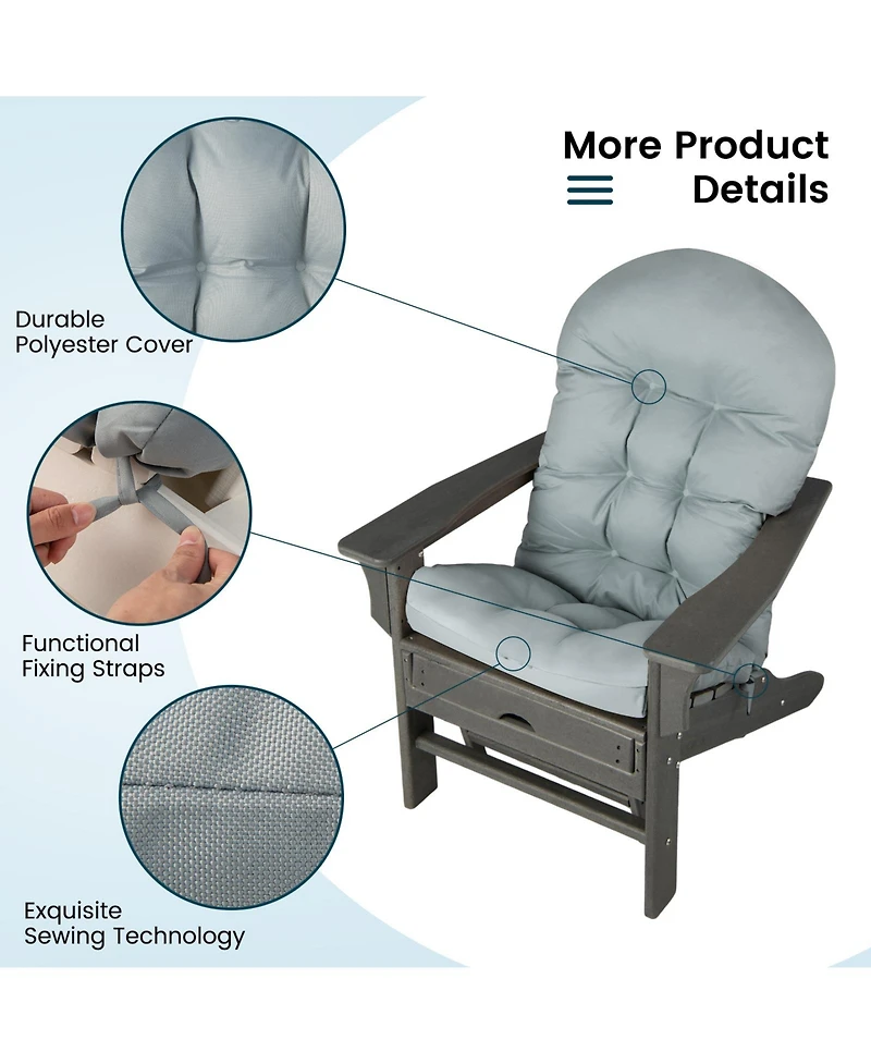 Gymax Set of 2 Patio Adirondack Chair Cushion High Back Fade Resistant 5'' Seat Pad