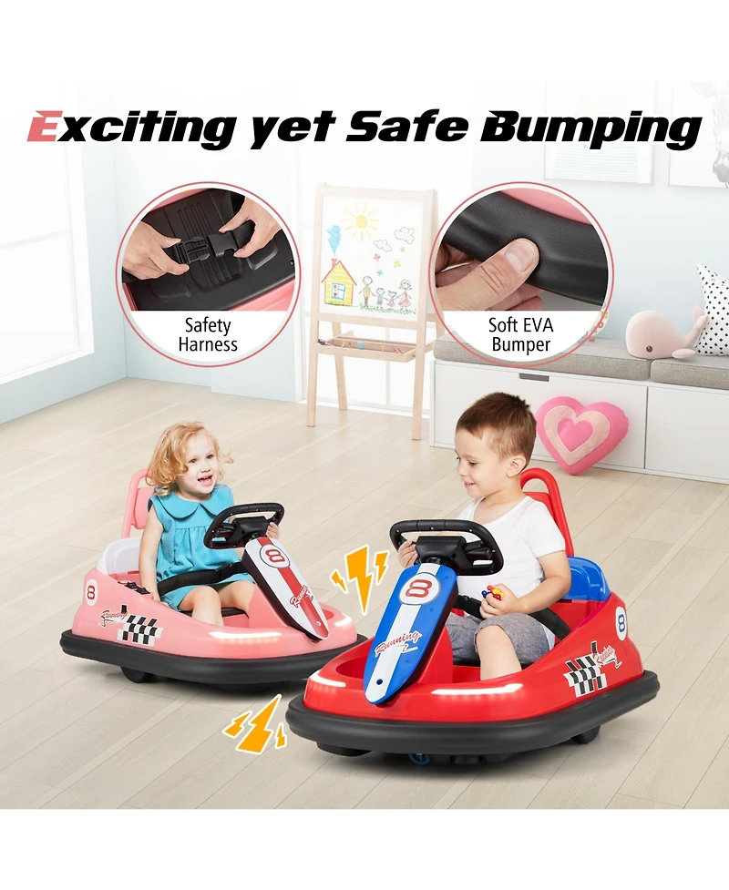 6V Kids Ride-On Bumper Car with 360° Spin & Dual Motors – Pink