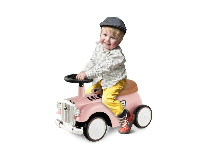 Kids Sit-to-Stand Vehicle with Steering Wheel & Under-Seat Storage – Pink