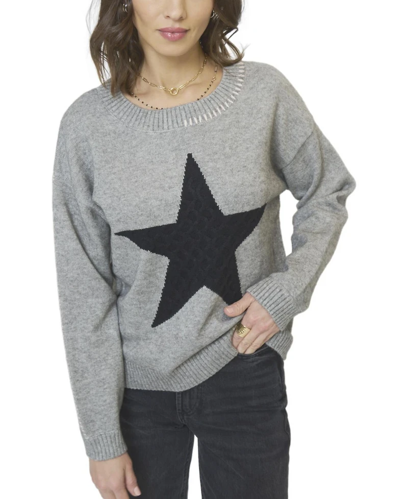 Central Park West Women's Myra Whipstitch Star Crewneck