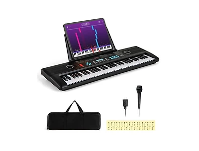 61-Key Portable Electric Keyboard Piano for Beginners – Black