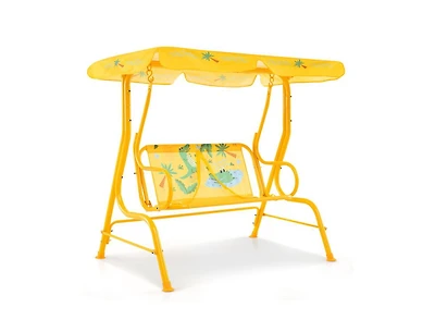 2-Seater Kids Patio Swing with Metal Stand & Adjustable Canopy