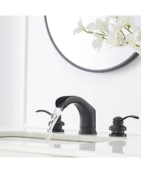 Greenspring 8 in. Waterfall Widespread 2-Handle Bathroom Faucet With Pop-up Drain Assembly in Spot Resist Matte Black