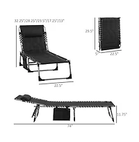 Chic Crate - Comfortable Outdoor Black Chaise Lounge Chair with 6-Level Reclining and Headrest for Beach, Yard, Patio