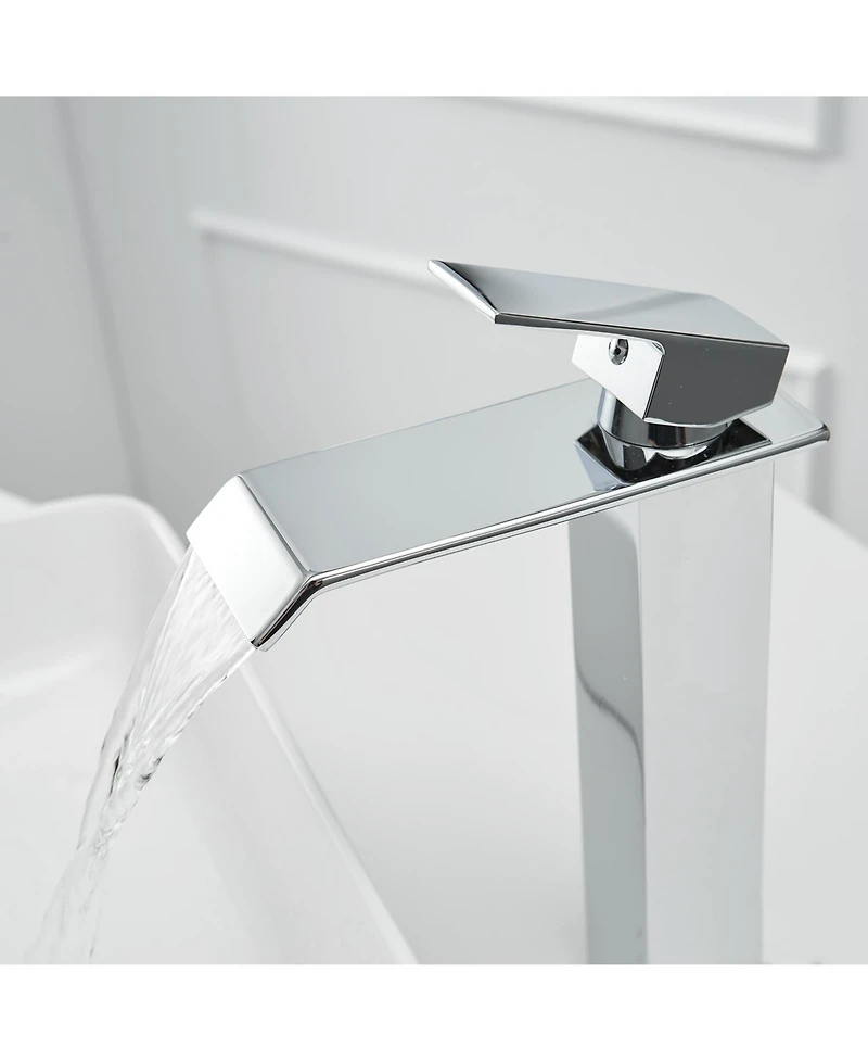Greenspring Waterfall Single Hole Single Handle Bathroom Vessel Sink Faucet With Pop-up Drain Assembly