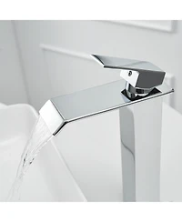 Greenspring Waterfall Single Hole Single Handle Bathroom Vessel Sink Faucet With Pop-up Drain Assembly
