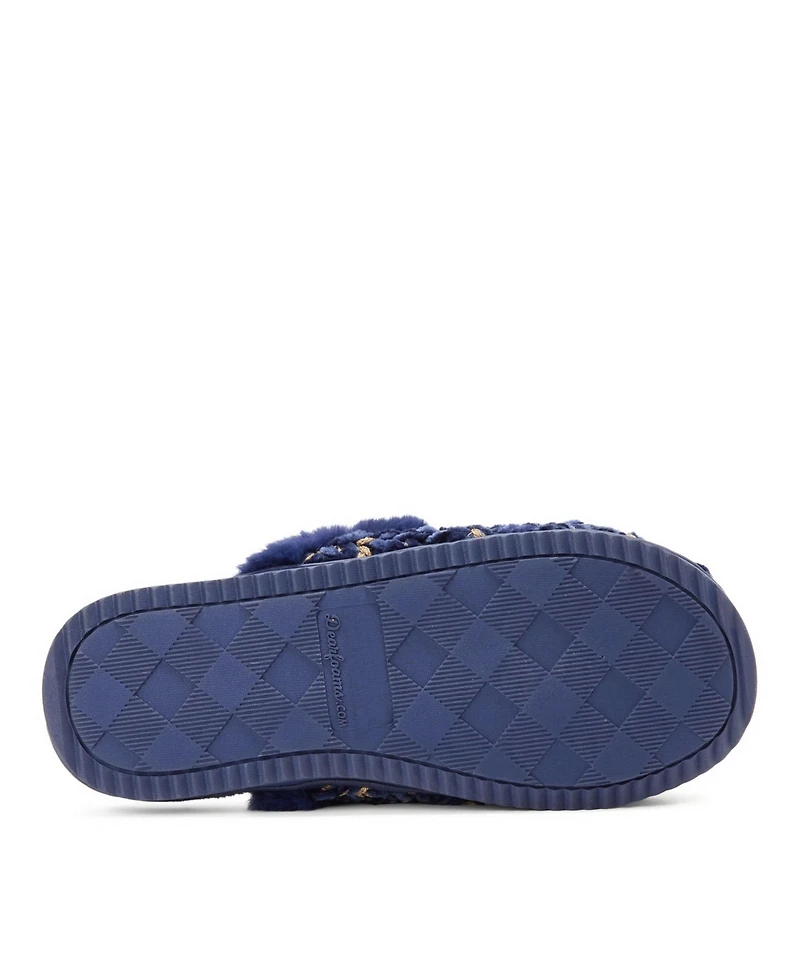 Dearfoams Women's Paris Chenille Shaped Tab Scuff Slipper