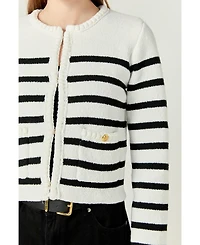 English Factory Women's Braided Stripe Cardigan