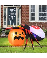 5 x 4.6 ft Inflatable Spider w/ Pumpkin Led Lighted Halloween Decoration w/ Colorful Rotating Light