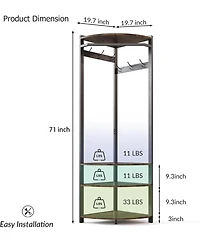 gaomon 3-In-1 Narrow Corner Coat Rack Stand with Shoe Bench & Storage Shelf for Hallway, Bedroom, Living Room - Space Saving Coat Hooks & Shoe Rack