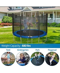 10ft Outdoor Trampoline with Safety Enclosure Net 680 lbs Capacity