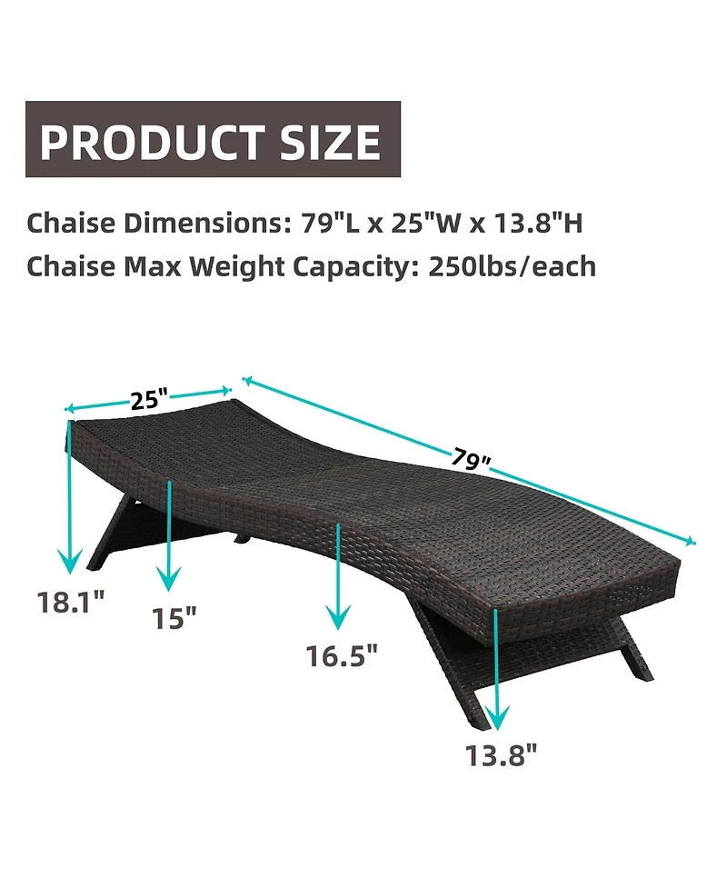 Chic Crate Outdoor Wicker Chaise Lounges (Set of 2), 79 inch, Dark Brown - Chic Crate