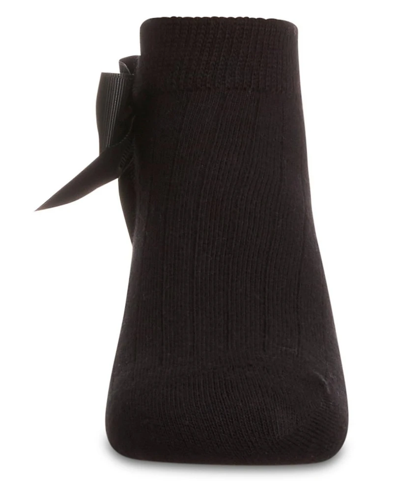 Memoi Girls' Ribbed Bow Anklet Socks