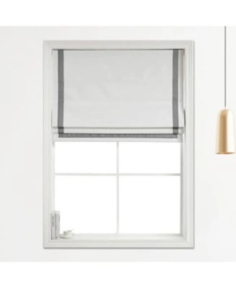 Shadisfy Cordless Pull Down 100 Blackout Roman Shade With Ribbon Border 36 X22x64 X22