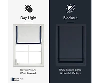 Shadisfy Cordless Pull Down 100% Blackout Roman Shade with Ribbon Border 29"x64"