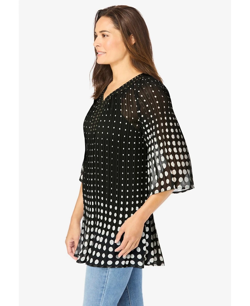 Woman Within Plus Embellished Pleated Blouse