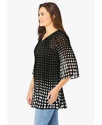 Woman Within Plus Embellished Pleated Blouse