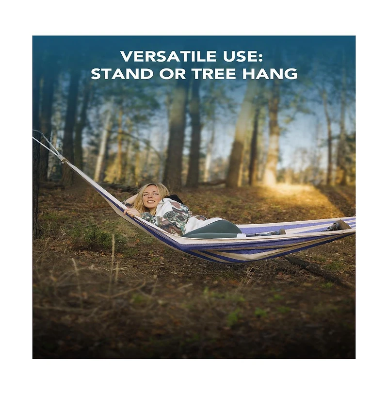 Heavy-Duty Steel Stand Double Hammock: Portable, Easy Assembly