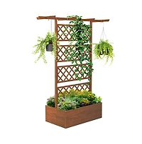 Chic Crate Outsunny Wood Planter with Trellis Privacy Screen