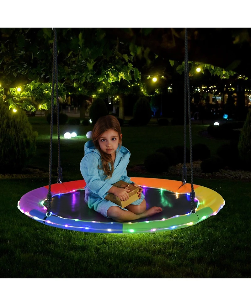 40-Inch Saucer Tree Swing with Lights for Kids & Adults