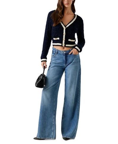 Guess Women's Aomori Tape Detail V-Neck Sweater