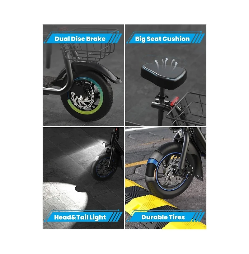 Adults Electric Scooter: Foldable, 550W Motor (18.6 Mph/20 Miles), Large Middle Basket & Seat – Perfect for Pets & Cargo