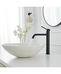 Modern Single Hole Single Handle Vessel Bathroom Vanity Sink Faucet With Pop Up Drain Without Overflow in Brushed Gold