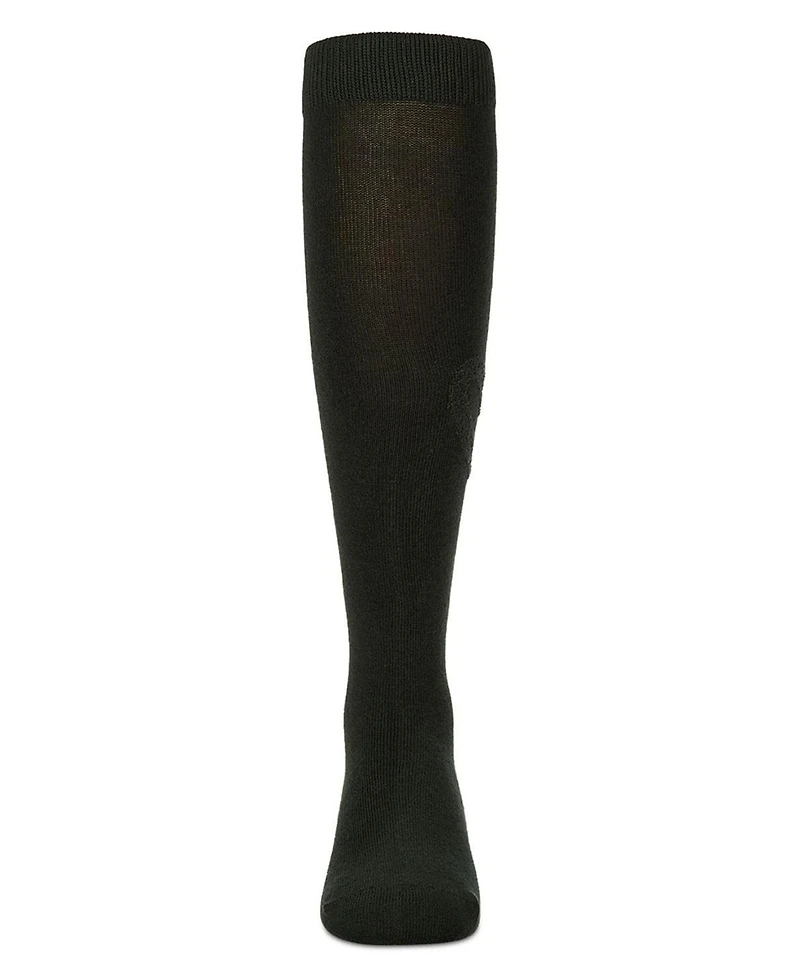 Memoi Girls Cotton-Rich Fuzzy Heart Embellished Knee Sock