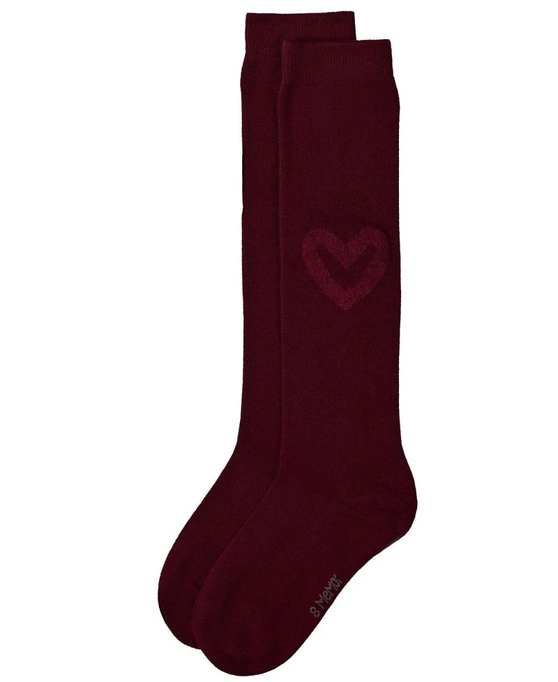 MeMoi Little Girls Cotton-Rich Fuzzy Heart Embellished Knee Sock