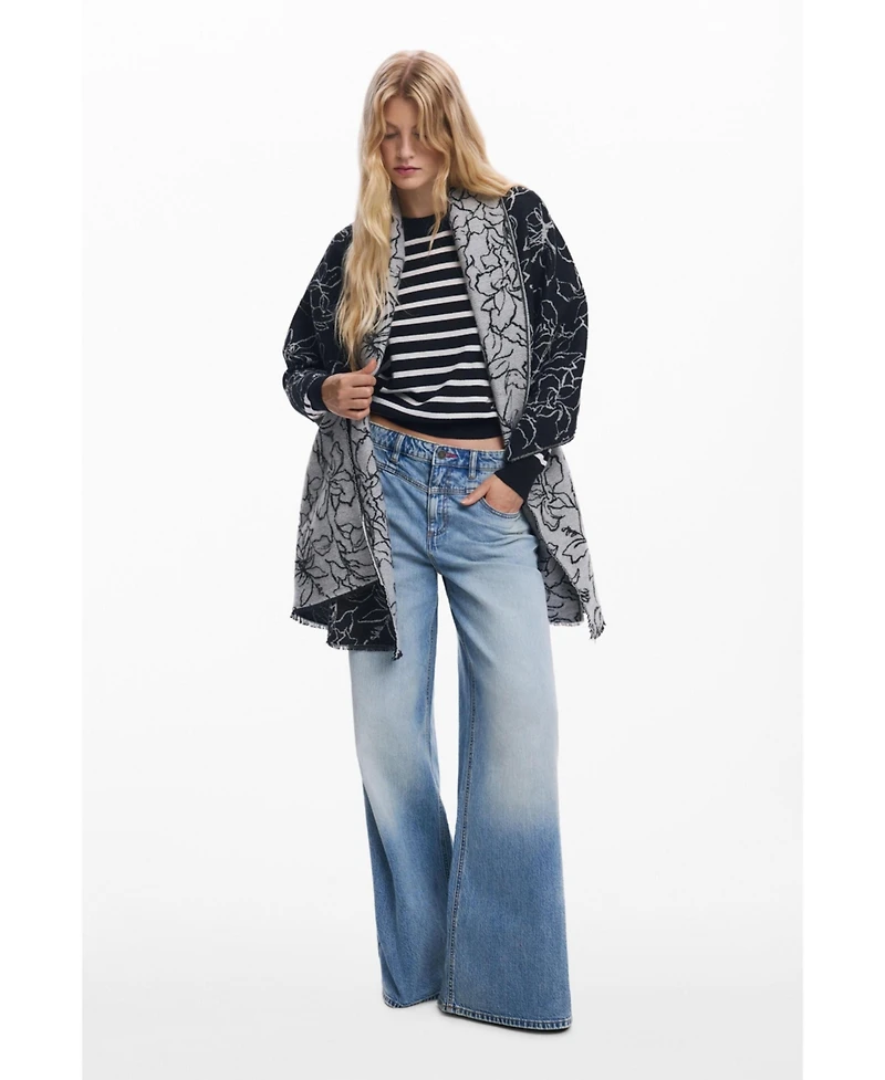 Desigual Women's Reversible floral cape scarf