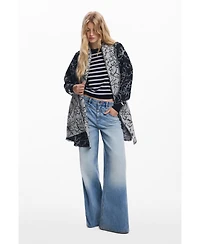Desigual Women's Reversible floral cape scarf