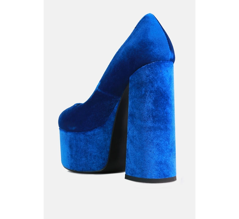 Old Novelty Platform Heel Velvet Pumps Women