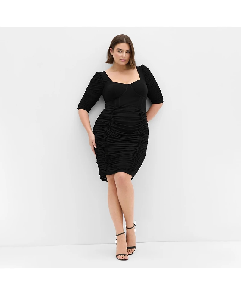 City Chic Women's Plus Bustier Elbow Sleeve Dress