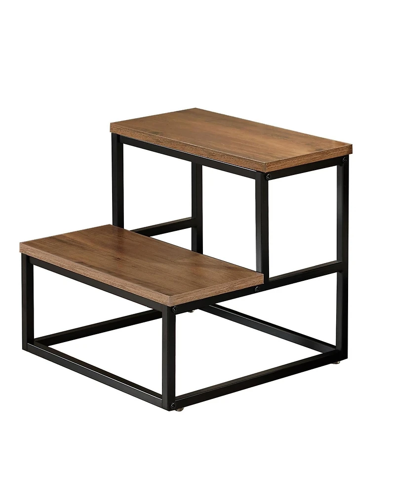 Kings Brand Furniture Axel 2-Step Step Stool – Lightweight, Durable & Modern Design Wooden Steps & Metal Frame, Compact Ladder for Adults