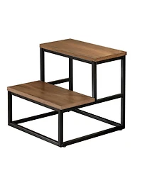Kings Brand Furniture Axel 2-Step Step Stool – Lightweight, Durable & Modern Design Wooden Steps & Metal Frame, Compact Ladder for Adults