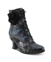 L Artiste Women s Roselia-stunin Lace-Up Booties with Handpainted Floral Details, Rainbow Stitching & Salsa Heel