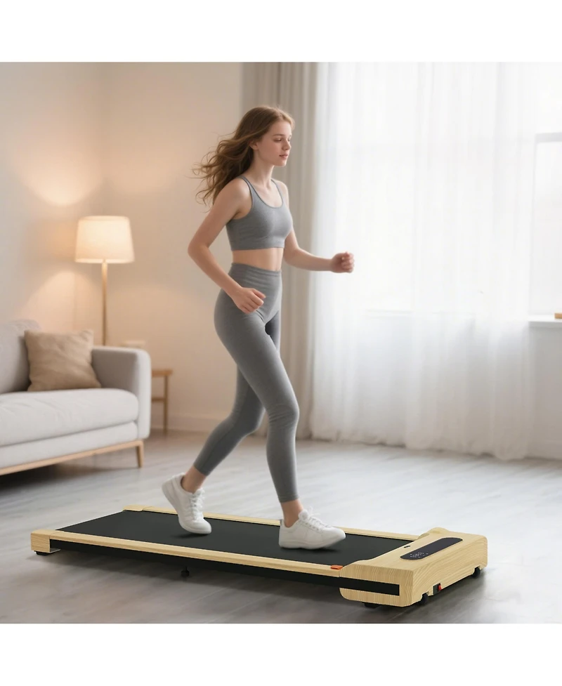 Soozier Walking Pad Under Desk Treadmill with Remote Control, Wheels