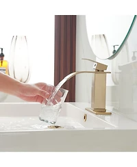 Greenspring Waterfall Single Handle Hole Low-Arc Bathroom Faucet Drip-Free Vanity Sink