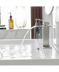 Greenspring Waterfall Single Handle Hole Low-Arc Bathroom Faucet Drip-Free Vanity Sink
