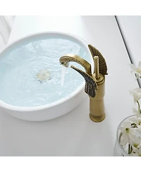 Greenspring Swan Single Hole Handle Bathroom Vessel Sink Faucet With Pop Up Drain