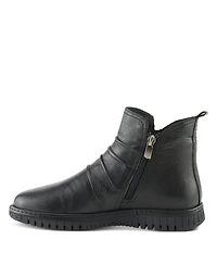 Spring Step Rosado Ruched Leather Bootie with Dual Zippers and Removable Insole