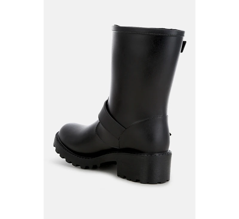 Anong Harness Detail Calf Boots Women