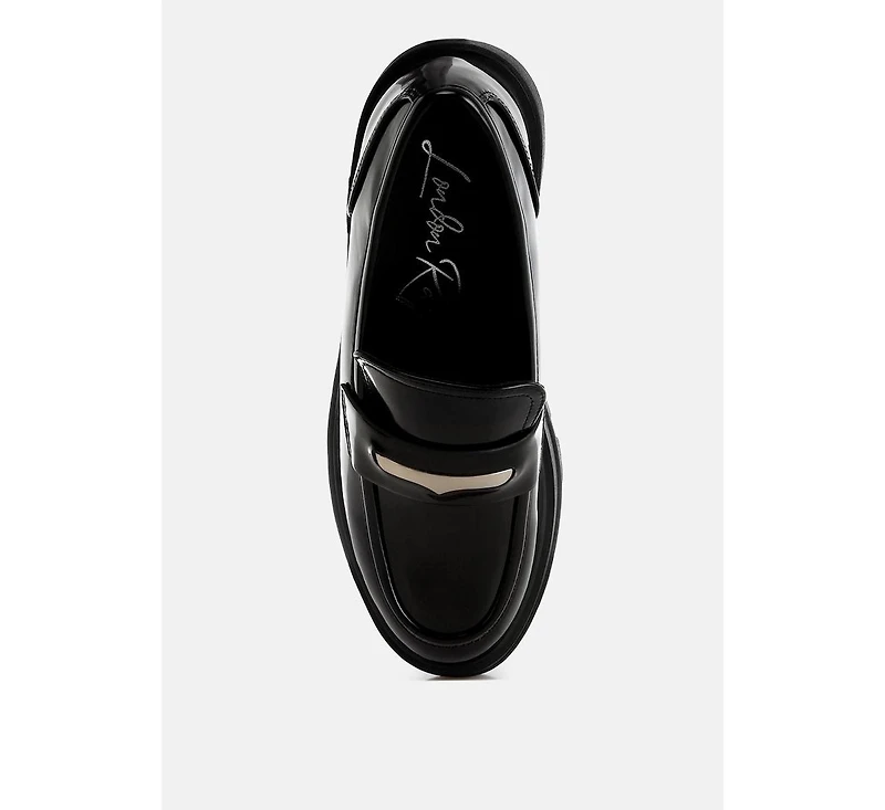 Gleam Stride Faux Leather Chunky Loafers Women
