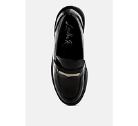Gleam Stride Faux Leather Chunky Loafers Women