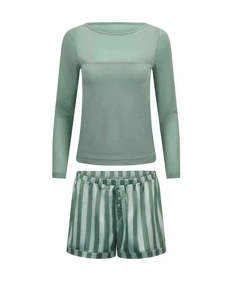 Adore Me Plus Mei Long Sleeve & Shorts Pajama Set